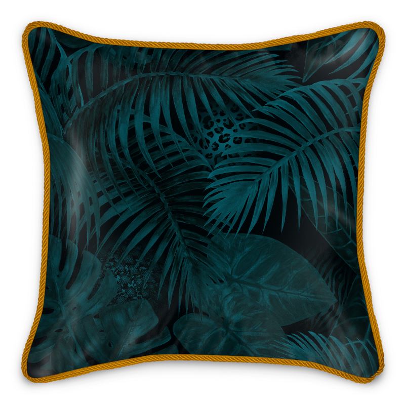 Round Floor Cushion - Peacock Dark Botanicals - Nuit outlet et Jour Atelier