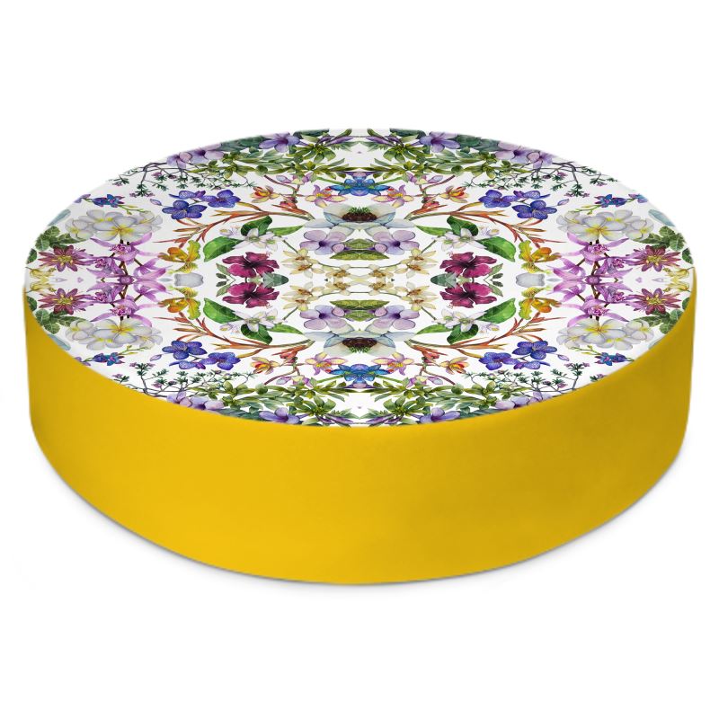 Round Floor Cushion popular - Blooms Light Botanicals - Nuit et Jour Atelier