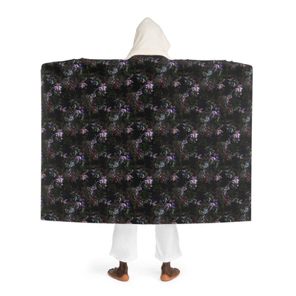 Hooded Sherpa Fleece Blanket - Orchid Dark Botanicals Collection