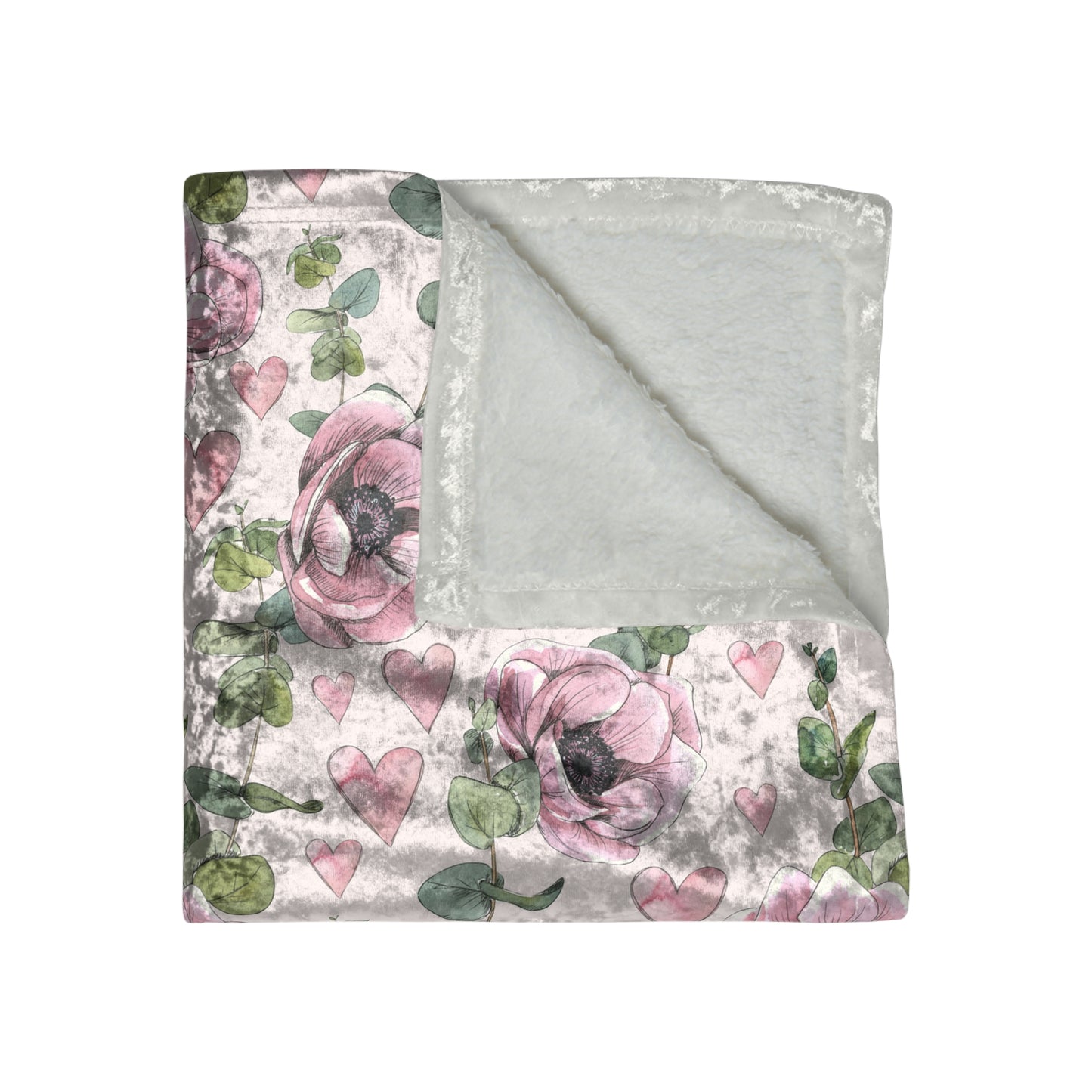 Crushed Velvet Blanket - Pink Valentine Botanicals Collection