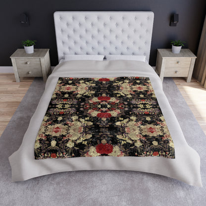 Crushed Velvet Blanket - Blooms Dark Botanicals Collection (Kaleidoscope)