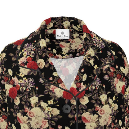 Womens Luxury Pyjama Shirt - Blooms Dark Botanicals Collection