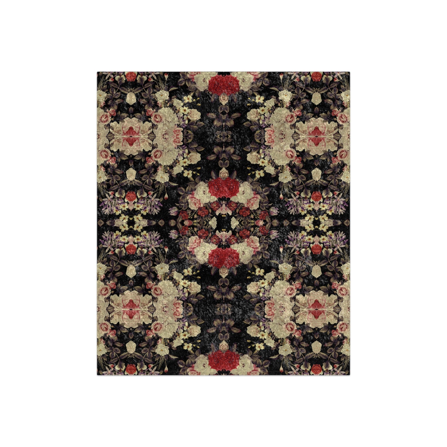 Crushed Velvet Blanket - Blooms Dark Botanicals Collection (Kaleidoscope)