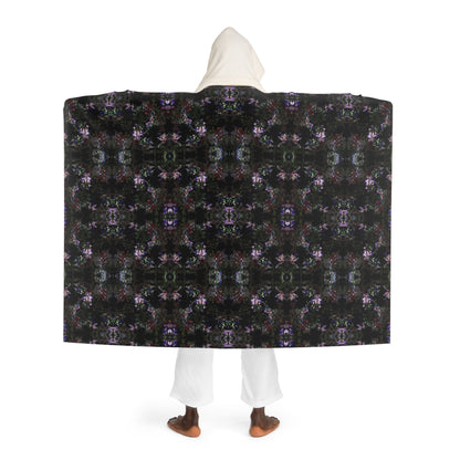 Hooded Sherpa Fleece Blanket - Orchid Dark Botanicals Collection (Kaleidoscope)