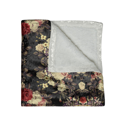 Crushed Velvet Blanket - Blooms Dark Botanicals Collection (Kaleidoscope)