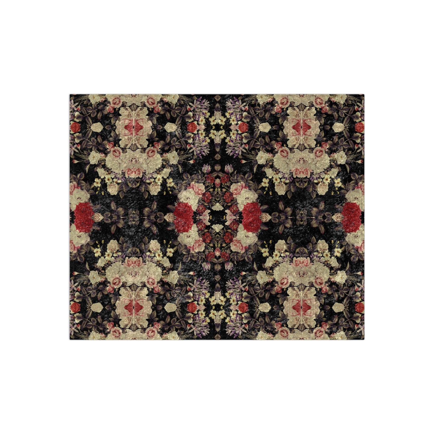 Crushed Velvet Blanket - Blooms Dark Botanicals Collection (Kaleidoscope)