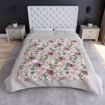 Crushed Velvet Blanket - Pink Valentine Botanicals Collection